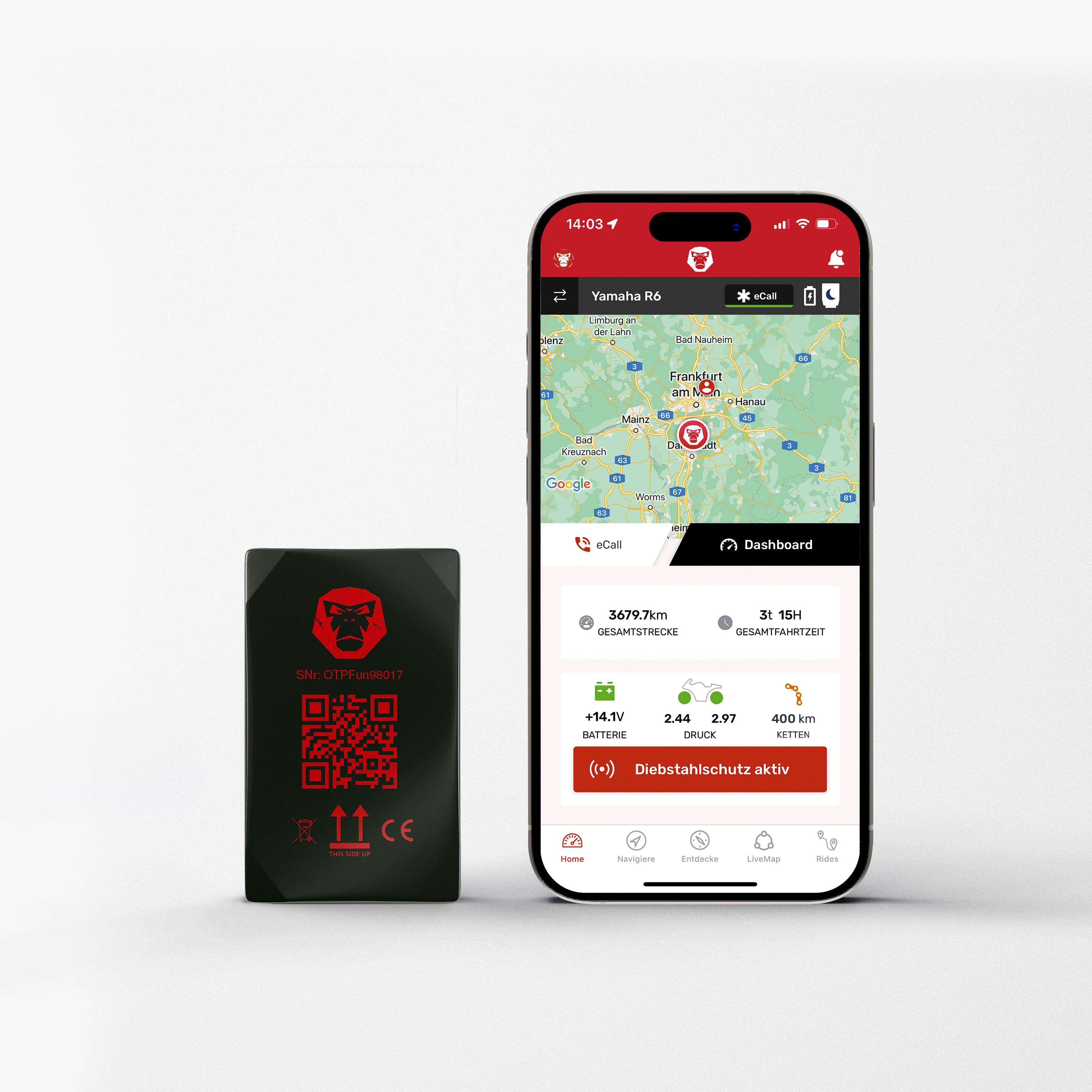 WingMan 4G | GPS Tracker | Live Tracking | Unfallmelder | Diebstahlmelder | Inklusive Navigation und Routenplaner | Robust, IP54 Wasserdicht und Staubdicht