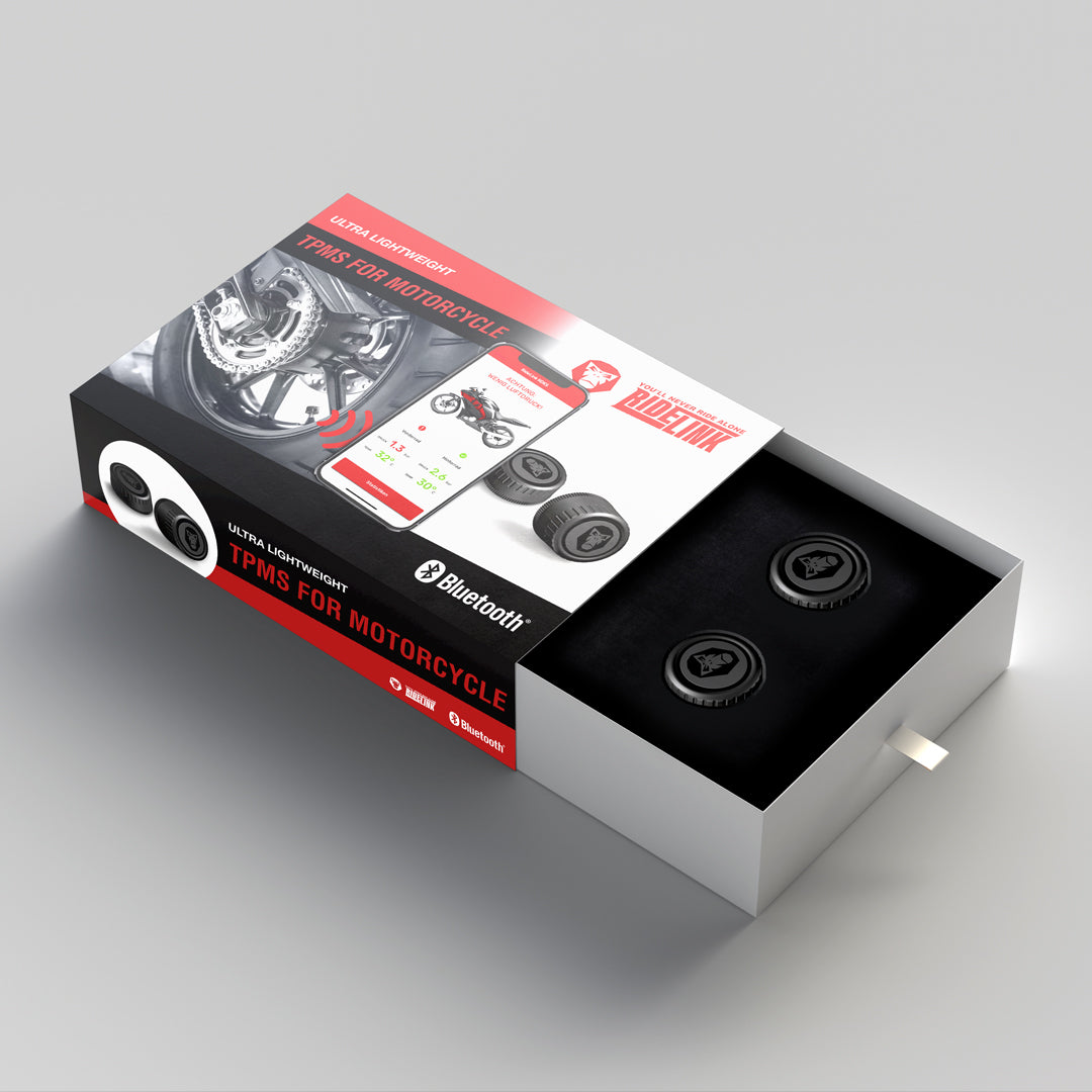 TireGuard RDKS Sensoren - Präzises Reifentemperatur- und Reifendruckkontrollsystem Motorrad, 2 x TPMS Reifendrucksensor 3,5" Ventil, Bluetooth 5.0, Navigation