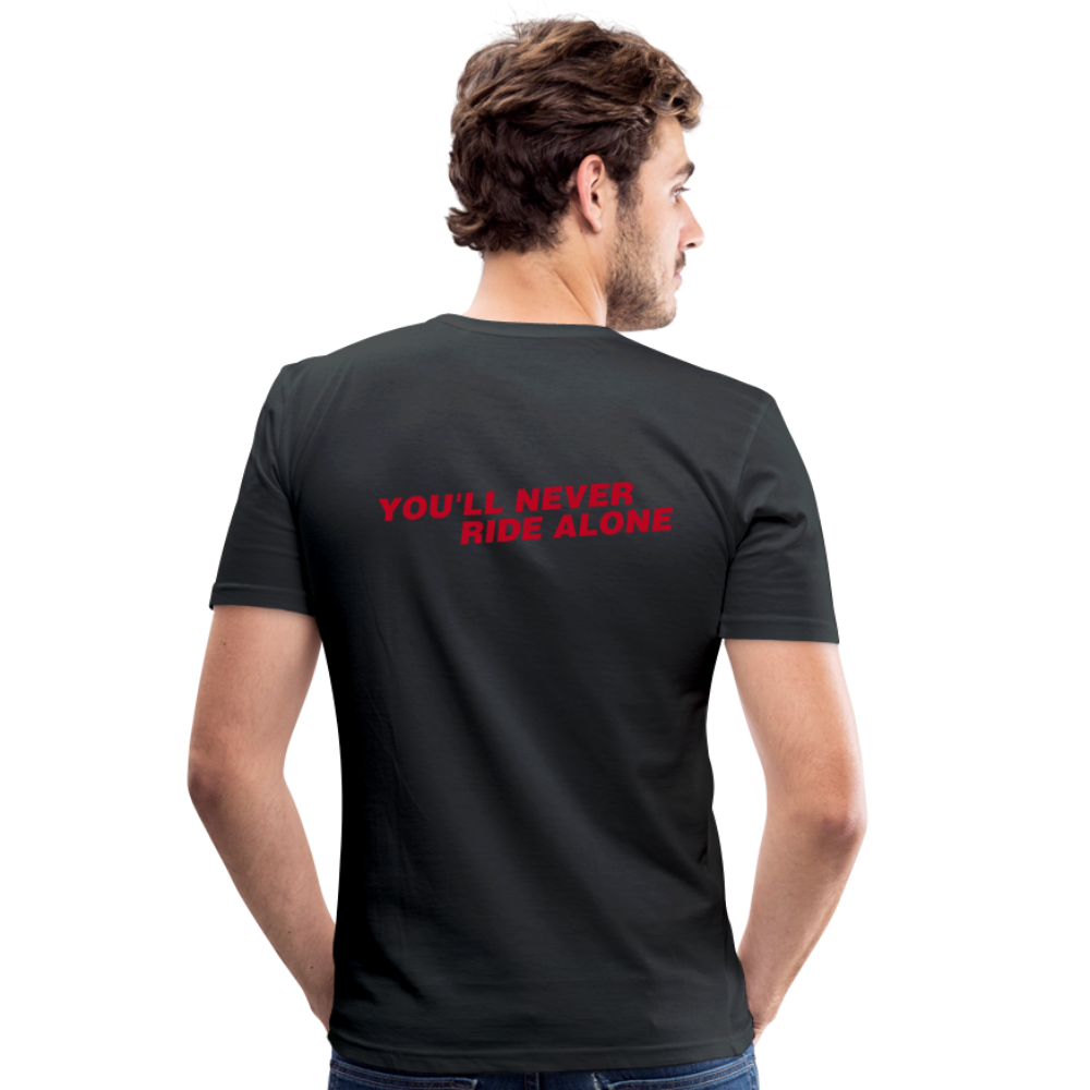 Männer Slim Fit T-Shirt, "RED EYES", YOU'LL NEVER RIDE ALONE - Schwarz