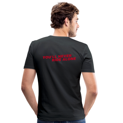 Männer Slim Fit T-Shirt, "RED EYES", YOU'LL NEVER RIDE ALONE - Schwarz