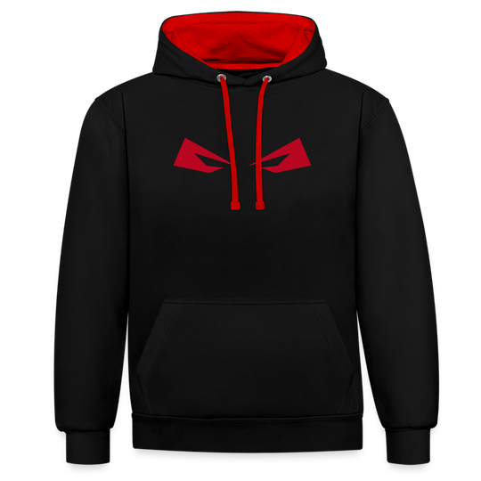 Kontrast-Hoodie "EYES" - Schwarz/Rot