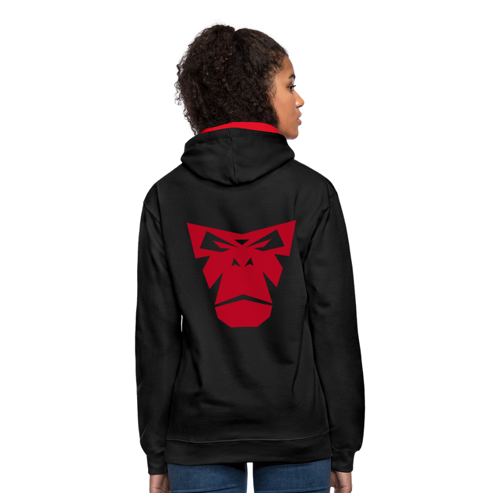 Kontrast-Hoodie "EYES" - Schwarz/Rot