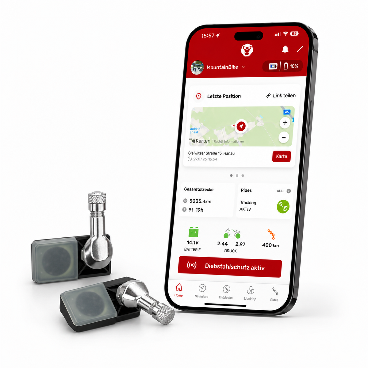 TireGuard Internal TPMS | Real-Time Tire Pressure | Tire Temperature | BT5
