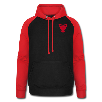 Contrast Baseball Hoodie - Schwarz/Rot