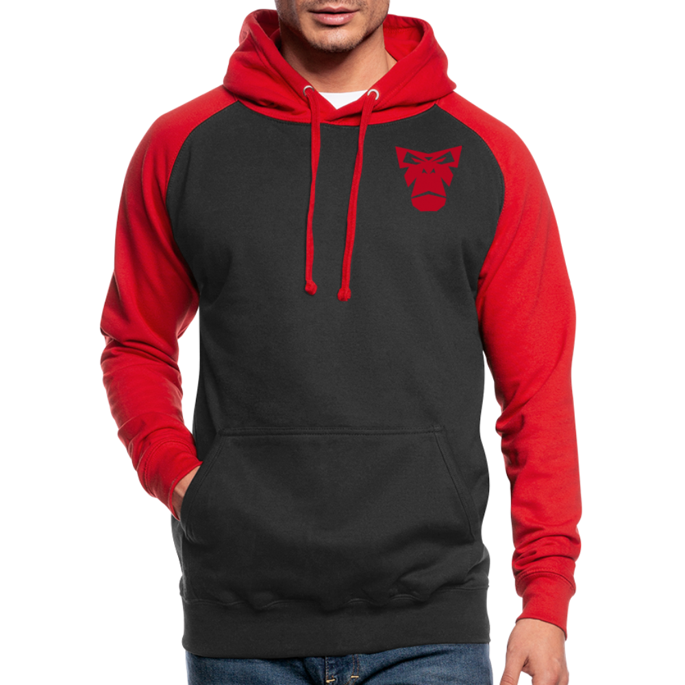 Contrast Baseball Hoodie - Schwarz/Rot