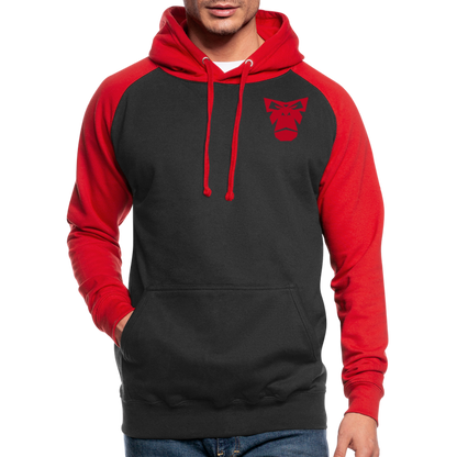 Contrast Baseball Hoodie - Schwarz/Rot