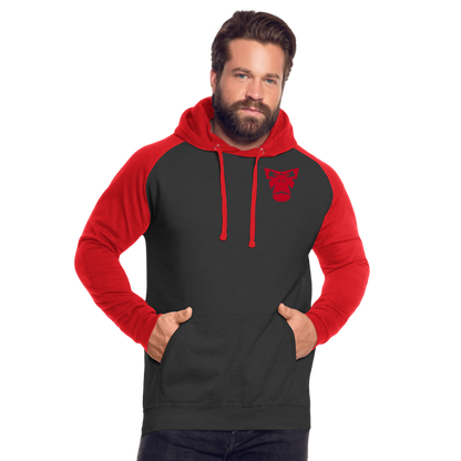 Contrast Baseball Hoodie - Schwarz/Rot