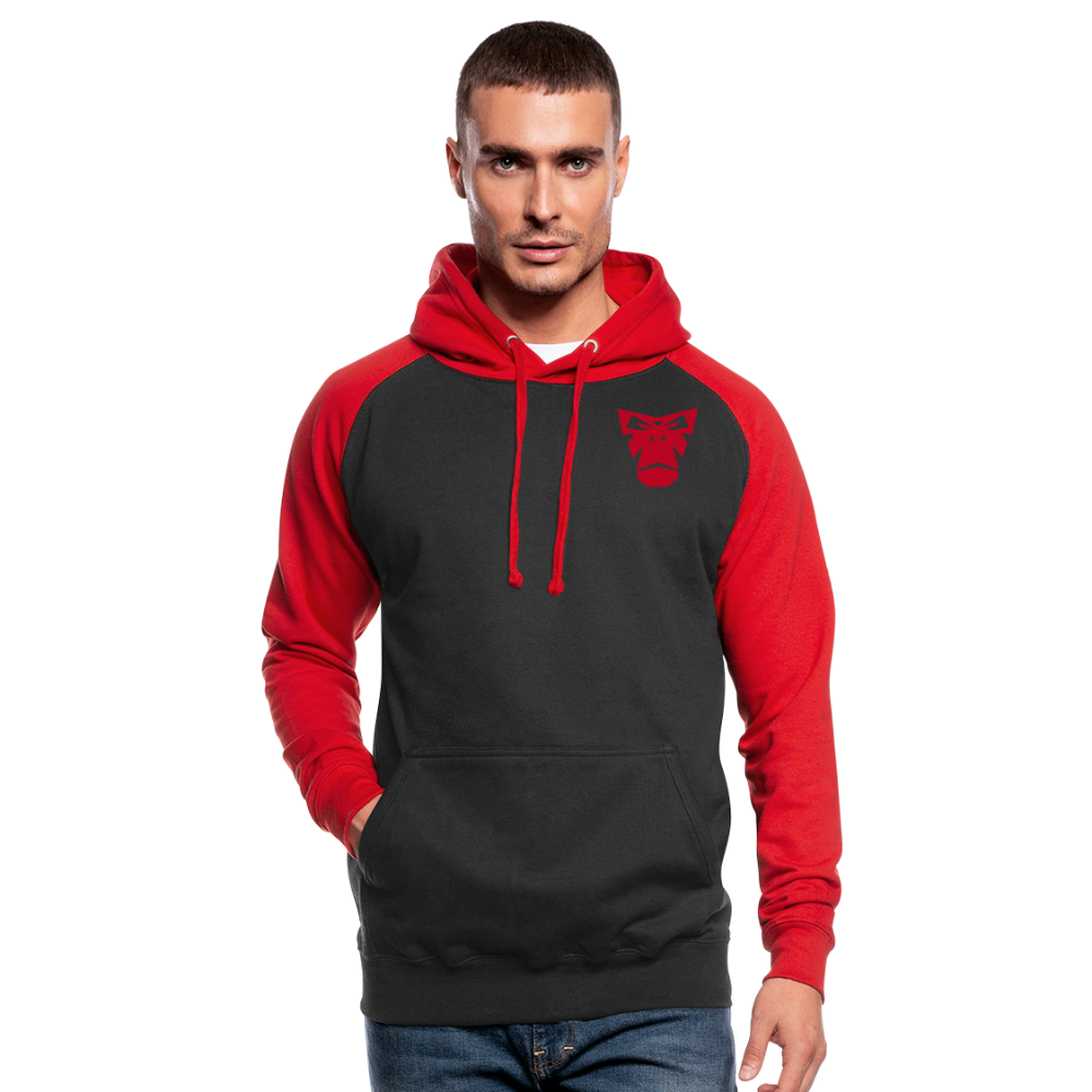 Contrast Baseball Hoodie - Schwarz/Rot