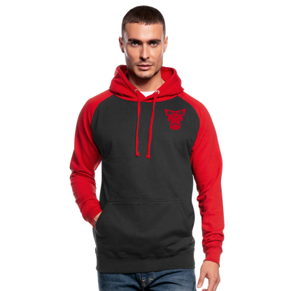 Contrast Baseball Hoodie - Schwarz/Rot