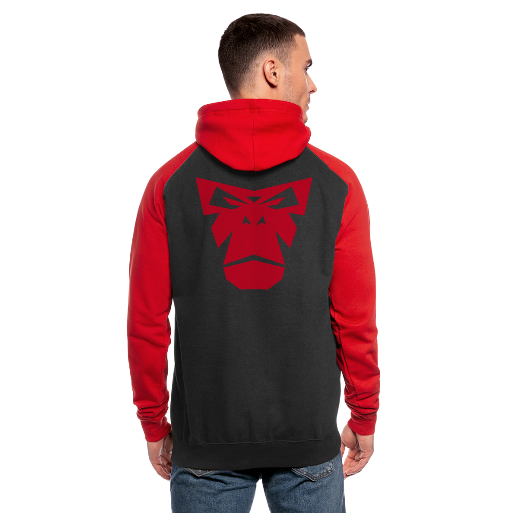 Contrast Baseball Hoodie - Schwarz/Rot