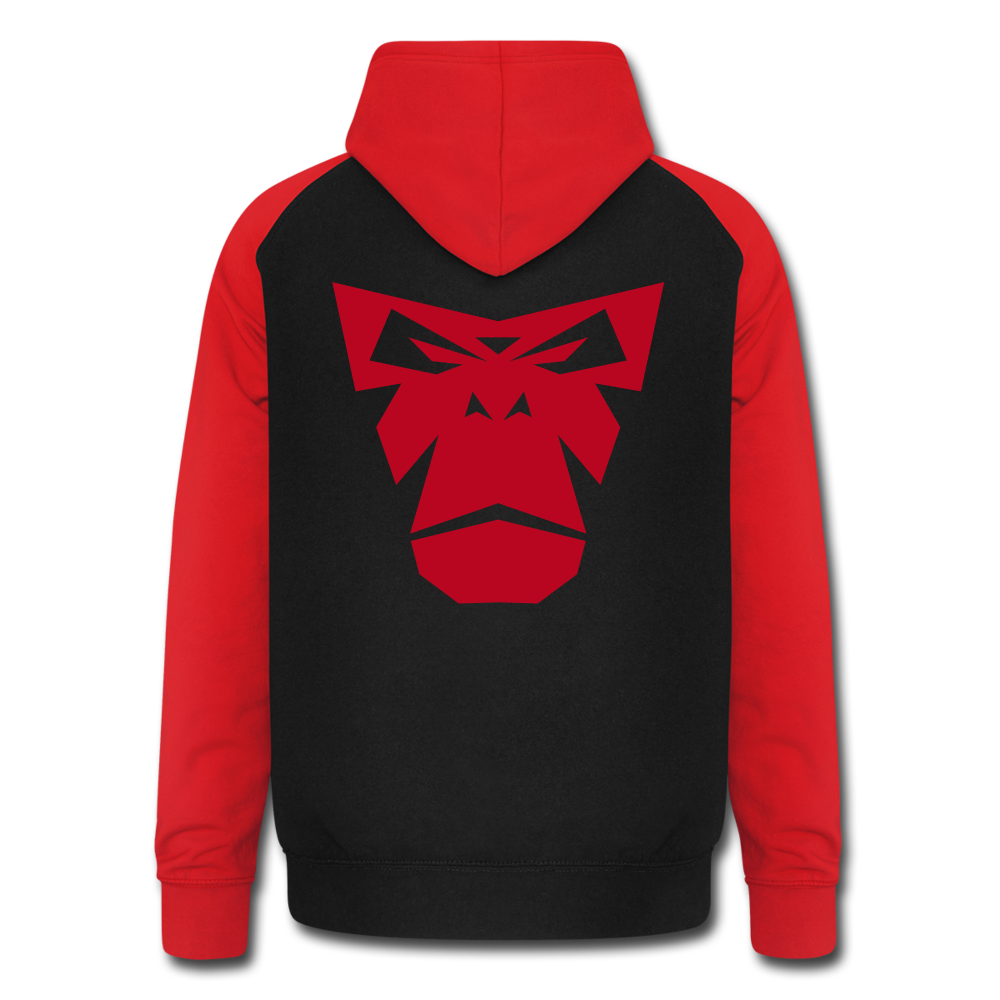 Contrast Baseball Hoodie - Schwarz/Rot