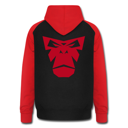 Contrast Baseball Hoodie - Schwarz/Rot