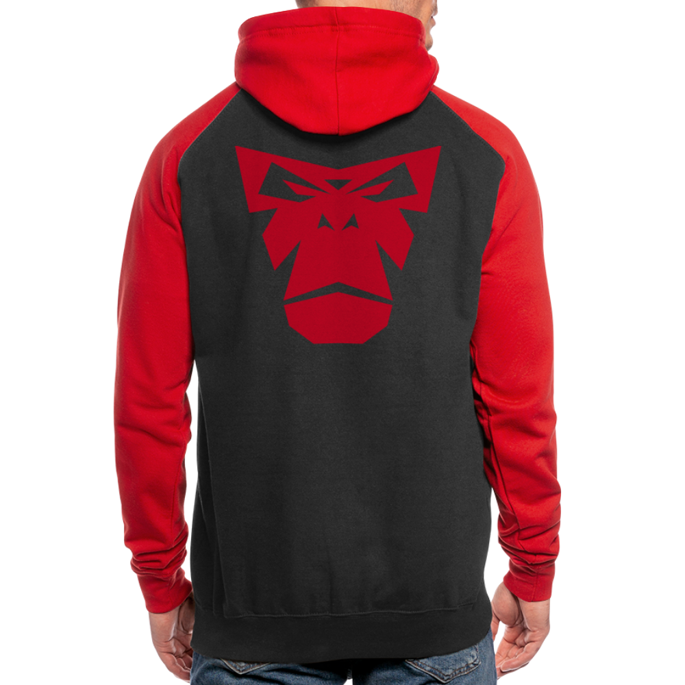 Contrast Baseball Hoodie - Schwarz/Rot