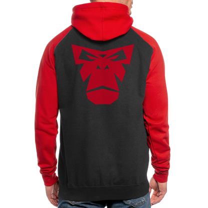 Contrast Baseball Hoodie - Schwarz/Rot