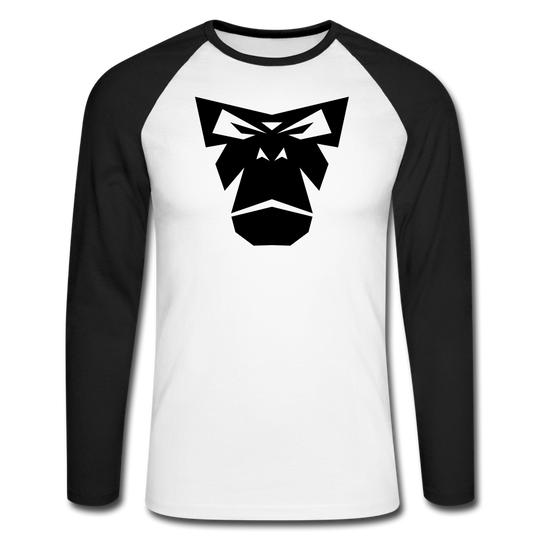Männer Baseballshirt langarm, Ape-Face, black - Weiß/Schwarz