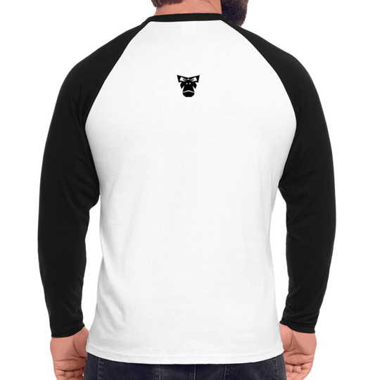 Männer Baseballshirt langarm, Ape-Face, black - Weiß/Schwarz