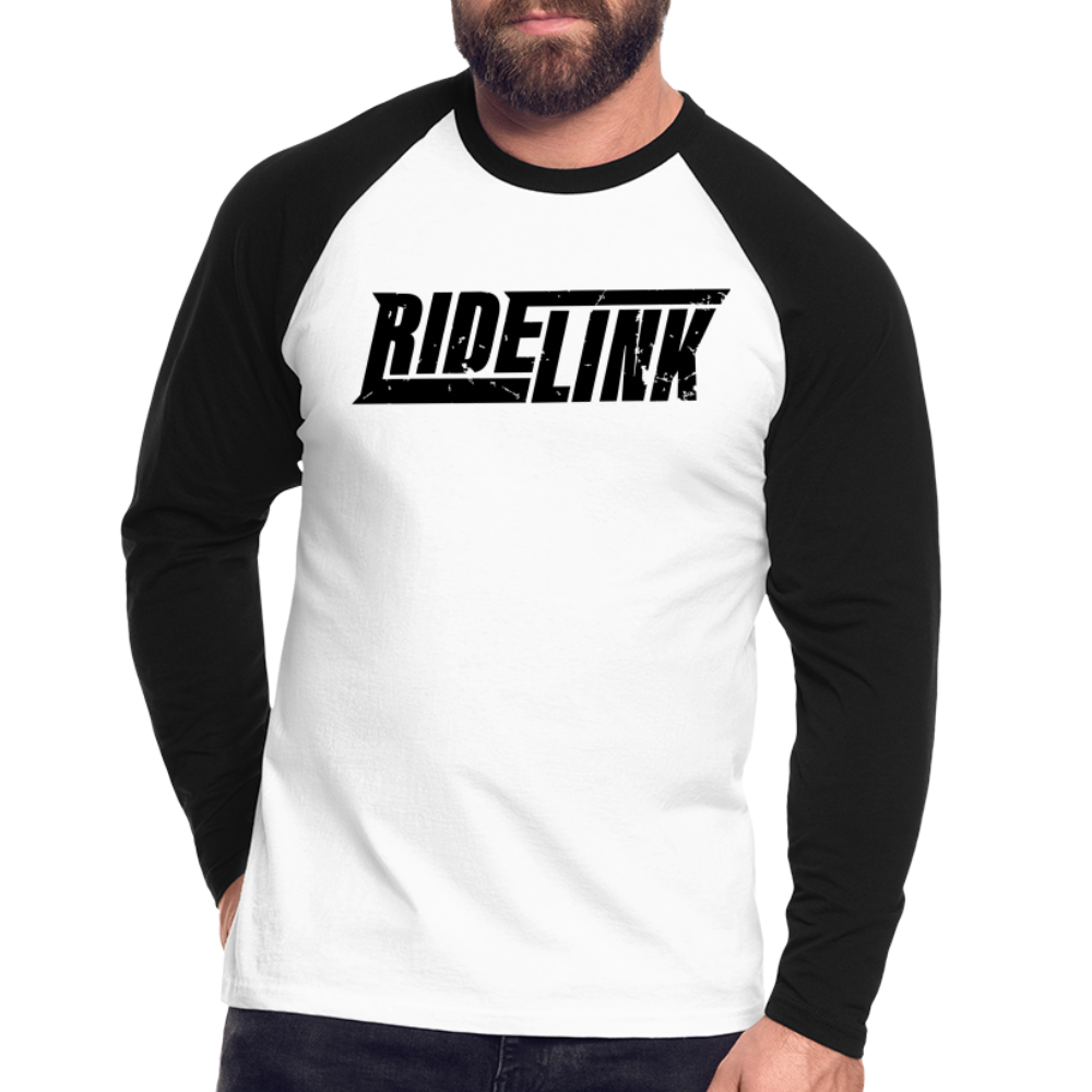 Männer Baseballshirt langarm "RETRO" - Weiß/Schwarz