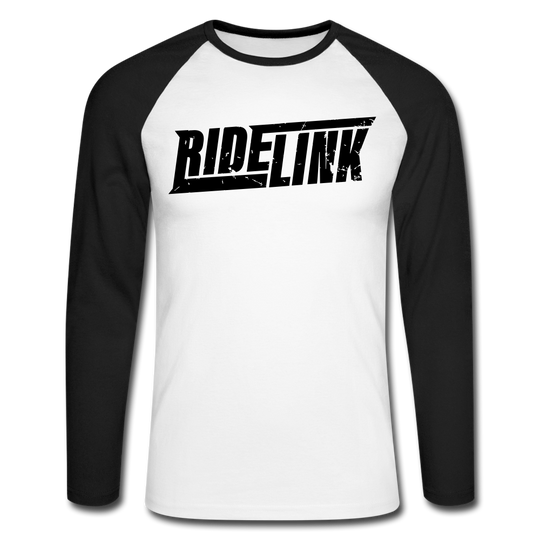 Männer Baseballshirt langarm "RETRO" - Weiß/Schwarz