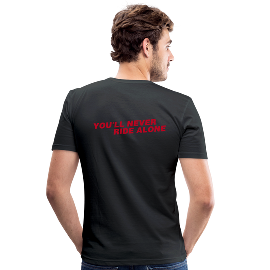 Männer Slim Fit T-Shirt, "RED EYES", YOU'LL NEVER RIDE ALONE - Schwarz