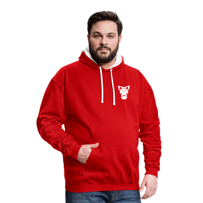 Red-White Kontrast-Hoodie "Face" - Rot/Weiß